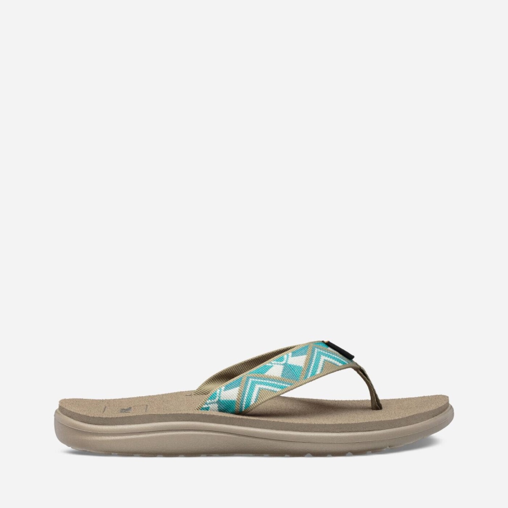 Teva Voya - Women's Teva Flip Flops - Khaki / Green | India (DCYR17392)